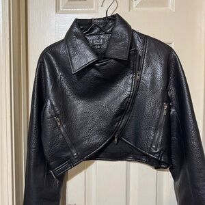 Edge Black faux Leather Asymmetrical Jacket